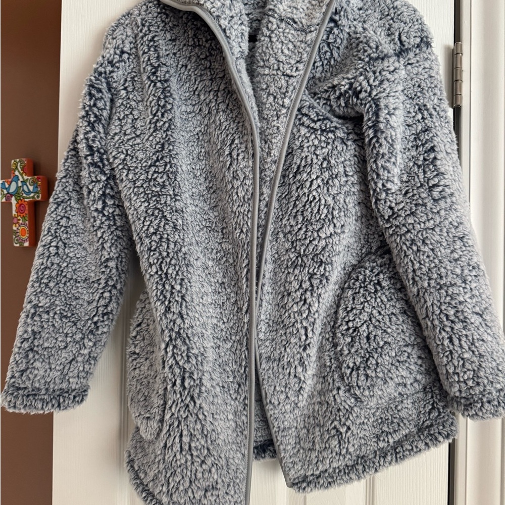 Women's Plush Gray Sherpa Jacket